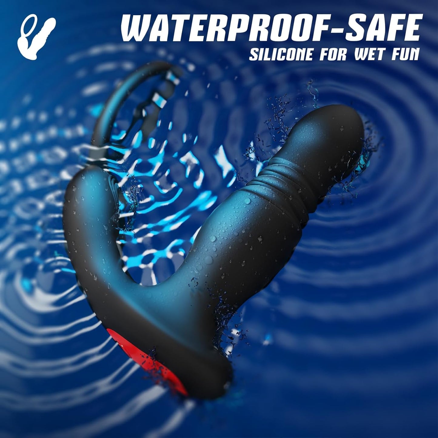3 IN 1 Prostate Massager Anal Vibrator Penis Ring with 7 Thrusting & 7 Vibrating Modes