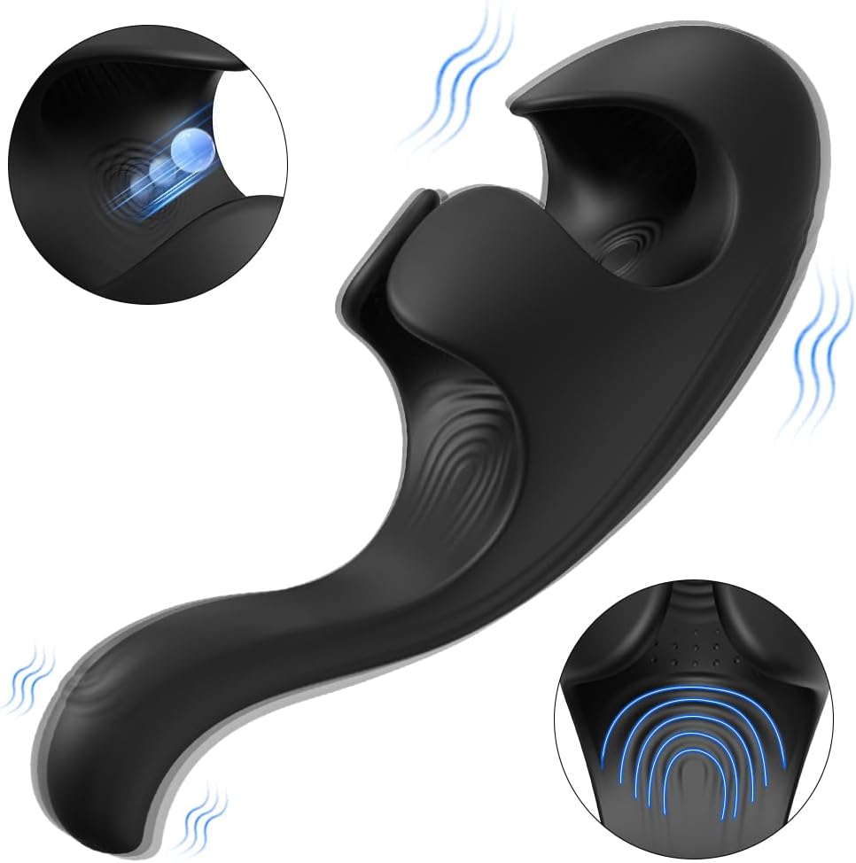 Squeezable Penis Trainer Vibrator Stroker Masturbator with 9 Flapping & Vibrating Modes