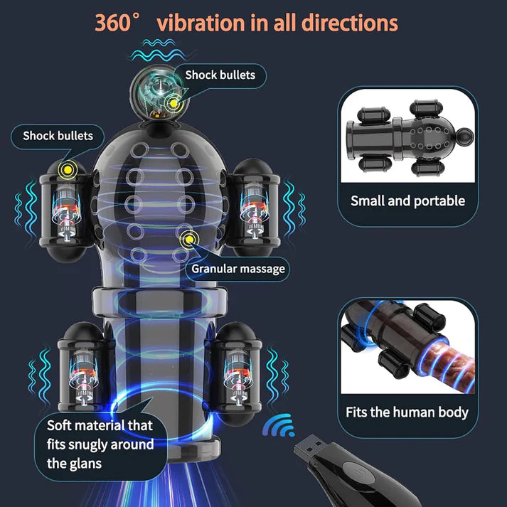 360° Wrapping Stimulator Glans Vibrator Penis trainer Masturbator with 10 Vibration Modes