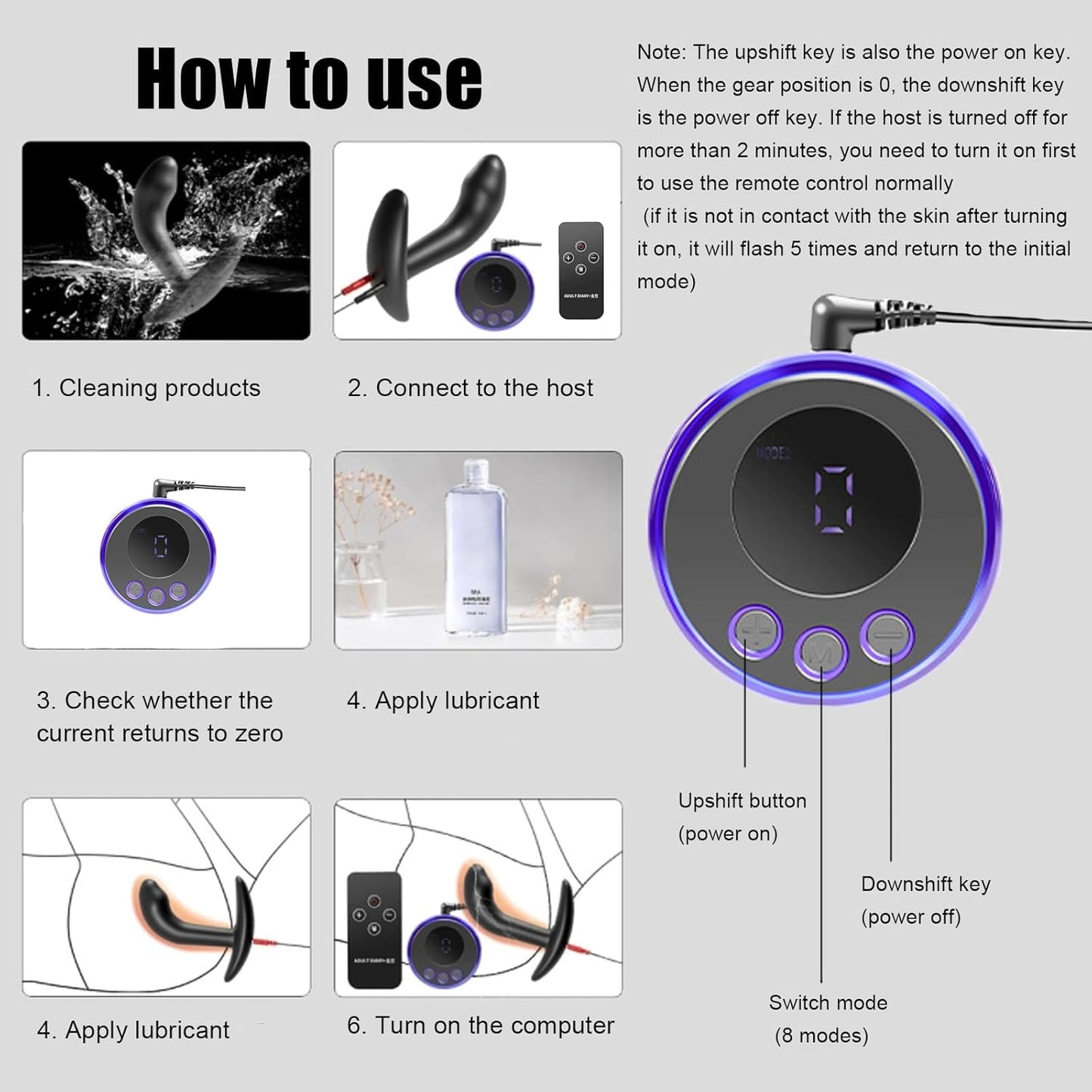 E-stim Prostate Massager Anal Plug Vibrator with 8 Modes & 19 Intensities
