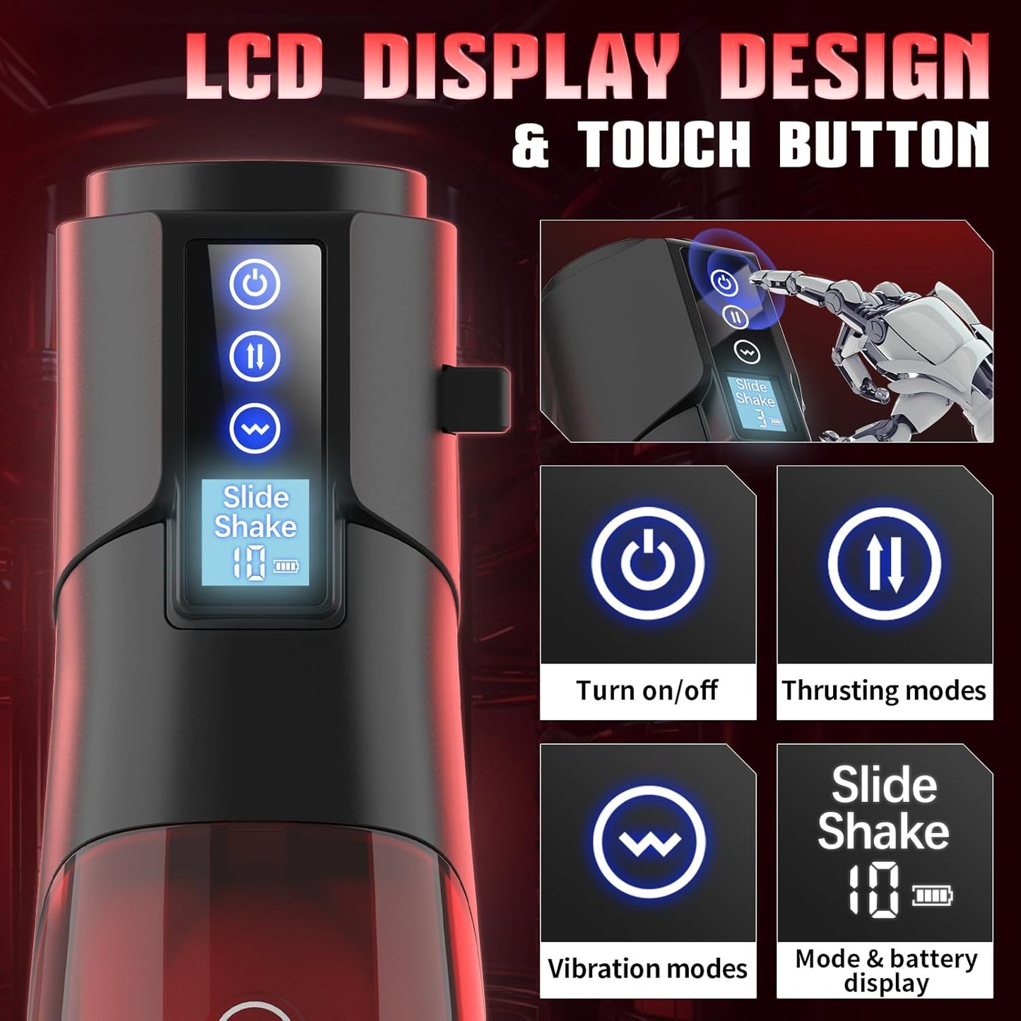 Automatic Masturbator Sex Machine Stroker with 10 Vibrating & 8 Thrusting