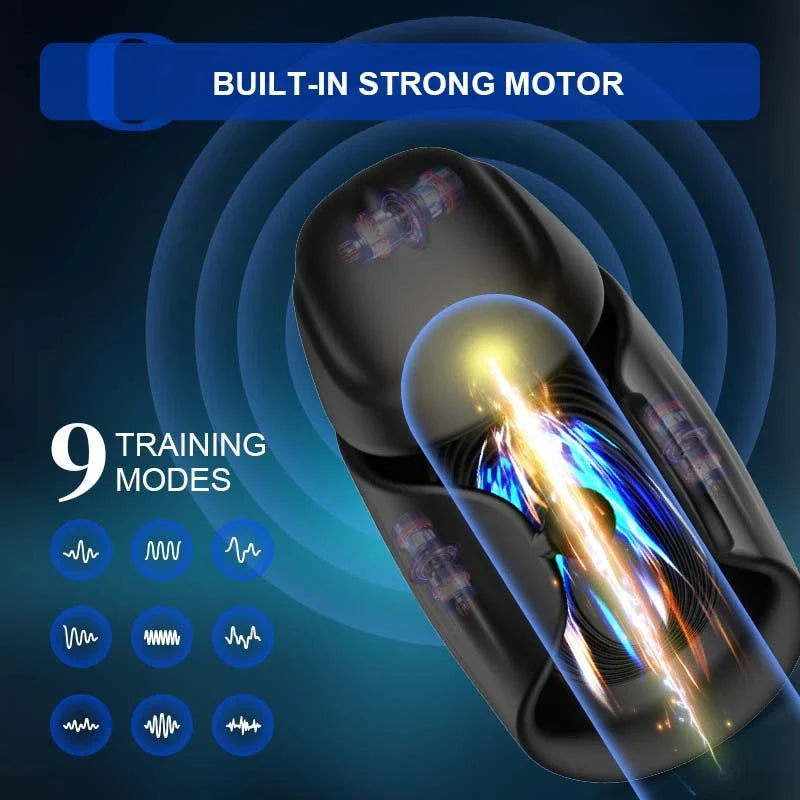 Adjustable Glans Trainer Penis Vibrator Stimulator with 9 Vibration Modes