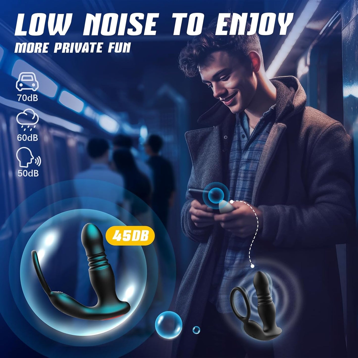 3 IN 1 Prostate Massager Anal Vibrator Penis Ring with 7 Thrusting & 7 Vibrating Modes