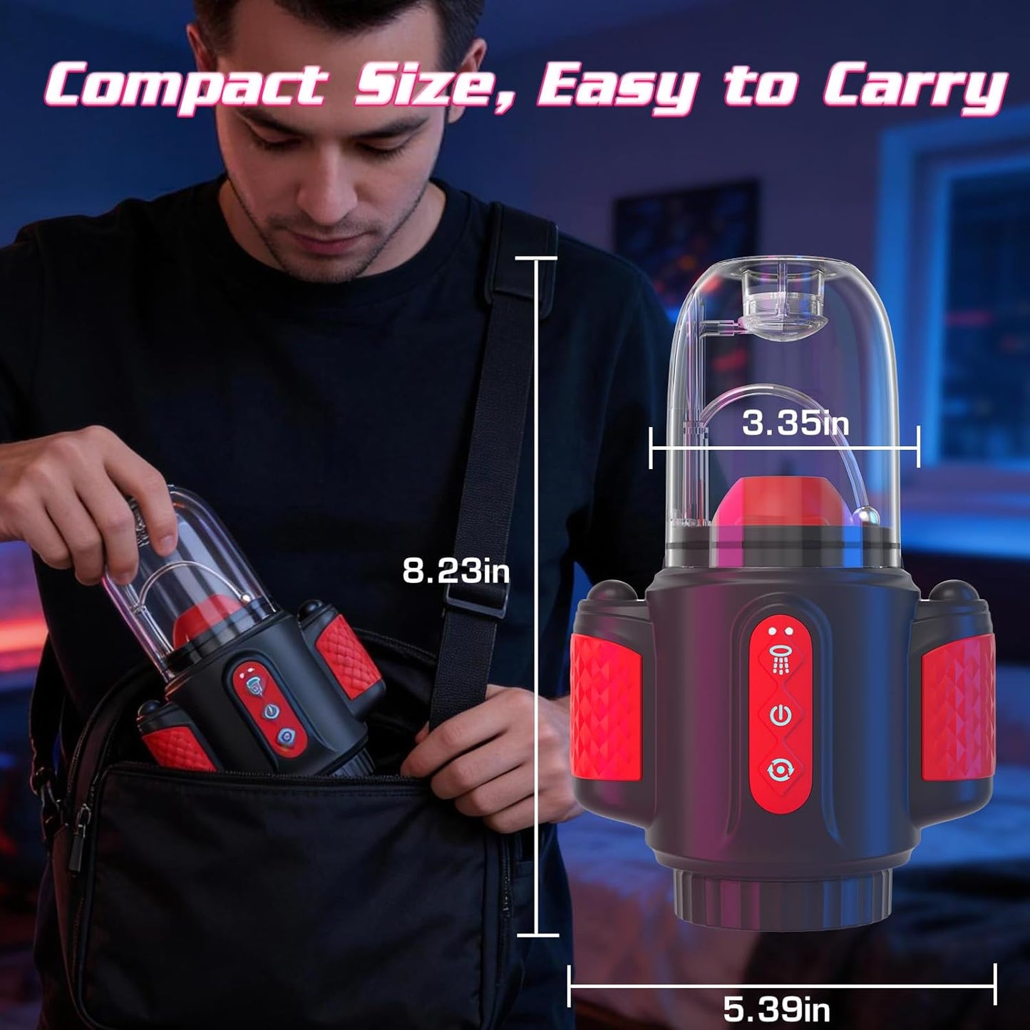 7 IN 1 Automatic Water-Spray Rotating Vibrating Blowjob Sex Machine Penis Stroker Trainer