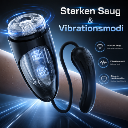 Black Piston Electric Masturbator Penis Trainer Vibrator with Strong Suction & Vibration Modes