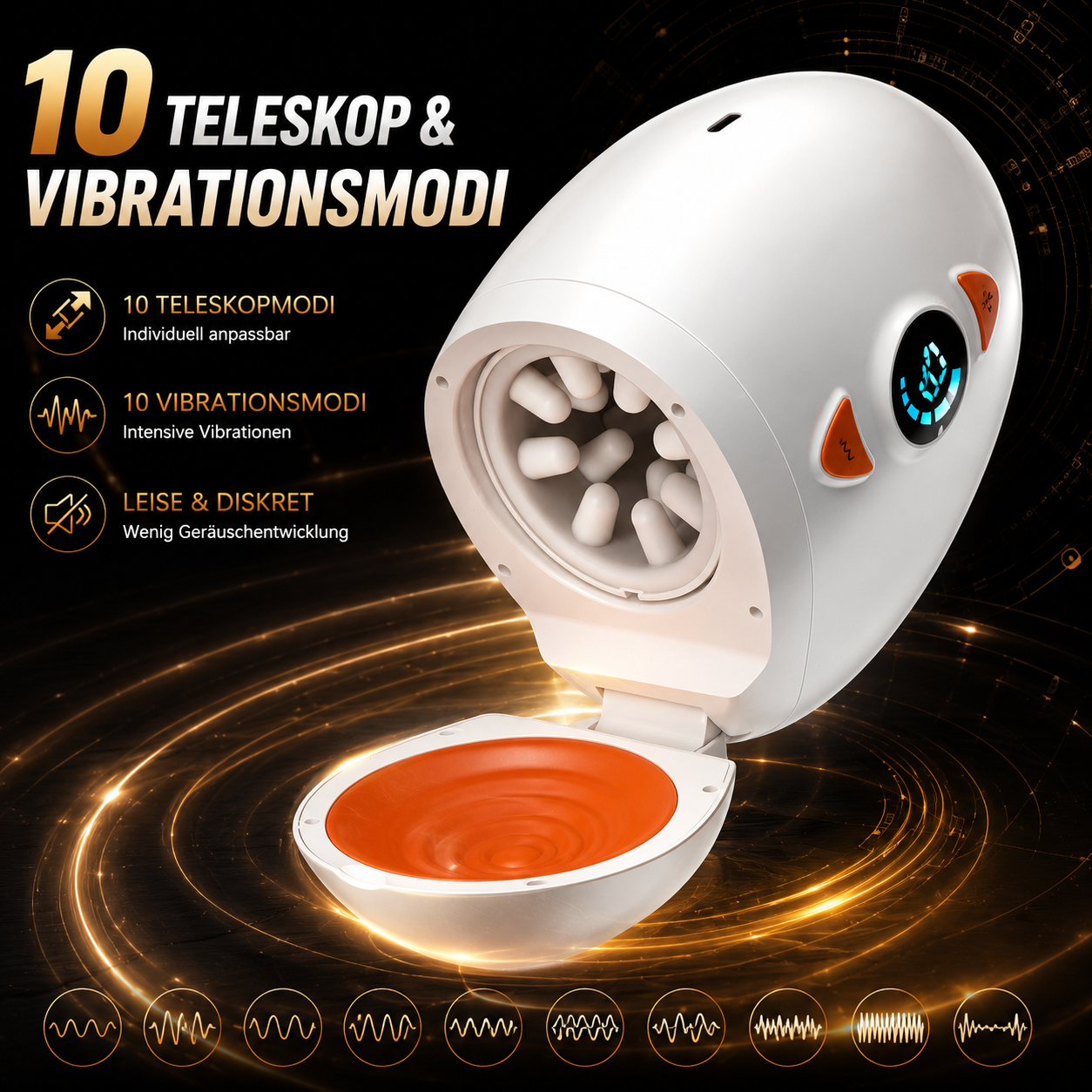 High Speed Dual Stimulation Sucking Masturbator with 10 Vibrating & Telescopic Modes