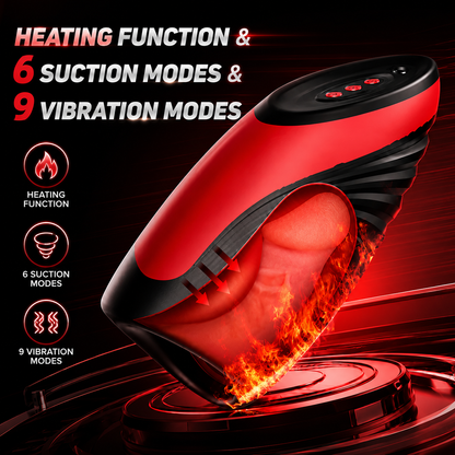 Electric Penis Trainer Vibrator Stroker with & 6 Suction & 9 Vibration Modes & Heating