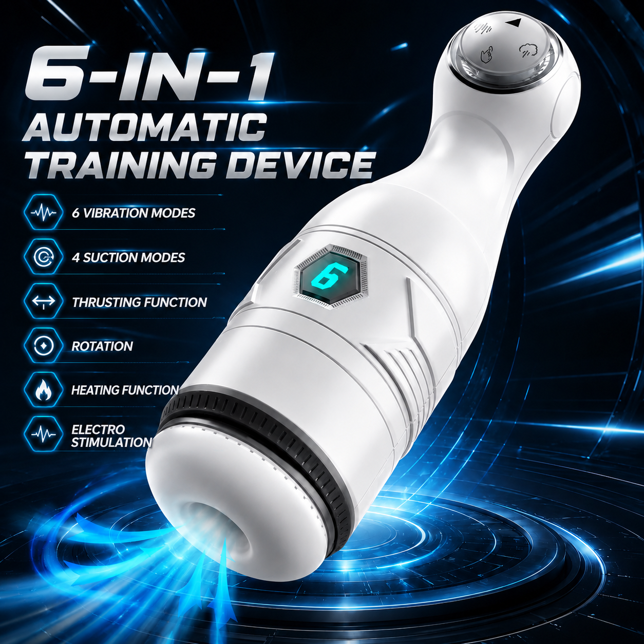 6 IN 1 Upgraded Automatic Masturbator Sex Machine with 6 Vibration & 4 Sucking Modes