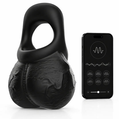 2 IN 1 Cock Ring & Balls Pouch Multifunctional Penis Trainer with 9 Vibration Modes