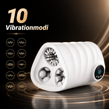 3 Pussy Passages Realistic Penis Glans Stimulator Masturbator with 10 Vibration Modes