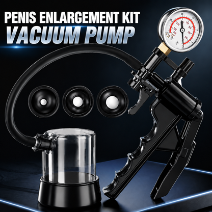 Penis Enlarger Kit Vacuum Pump Glans Trainer with 3 Rubber Sleeves & Manometer