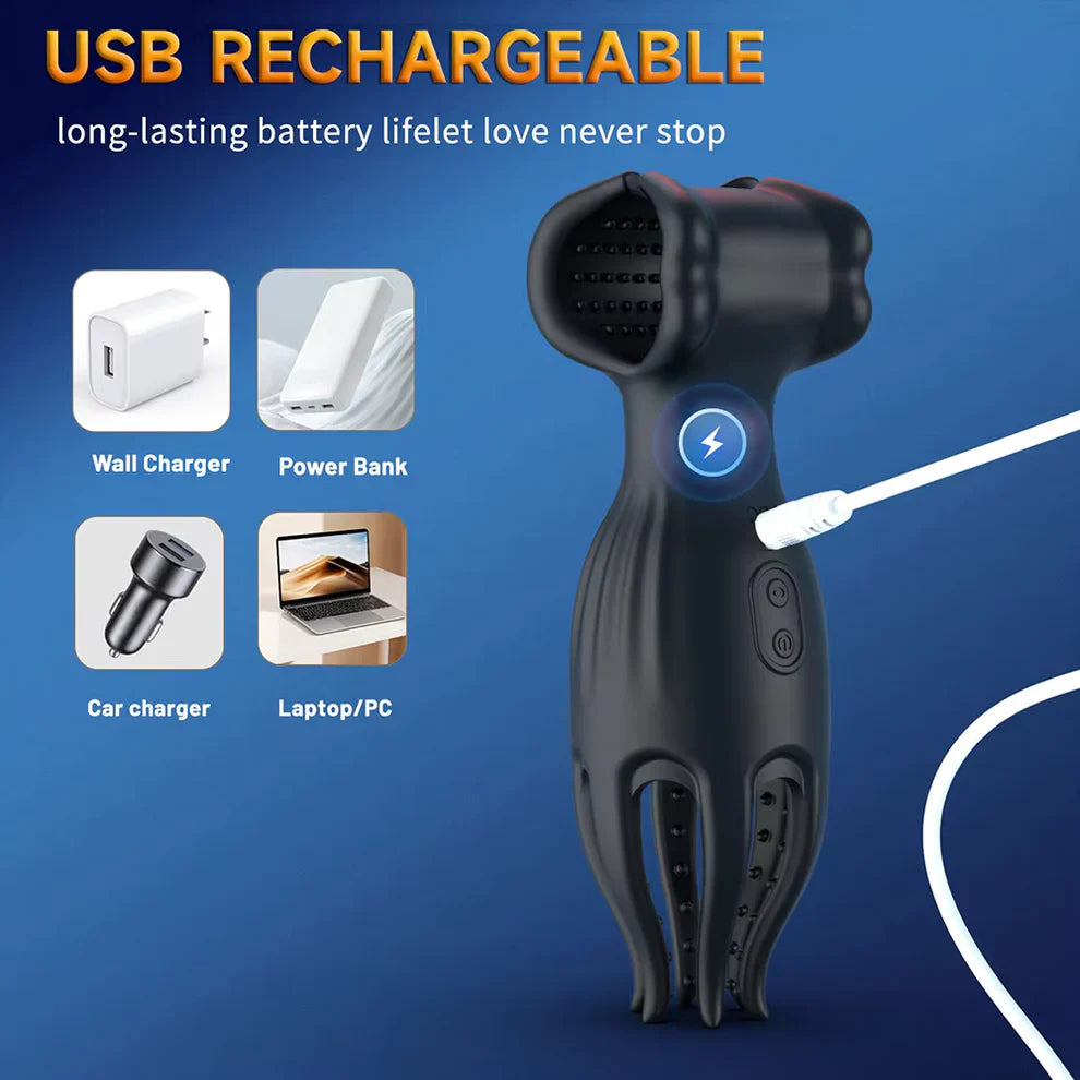 Penis Trainer Vibrator Glans Stimulator Oral Sex Masturbator with 9 Modes