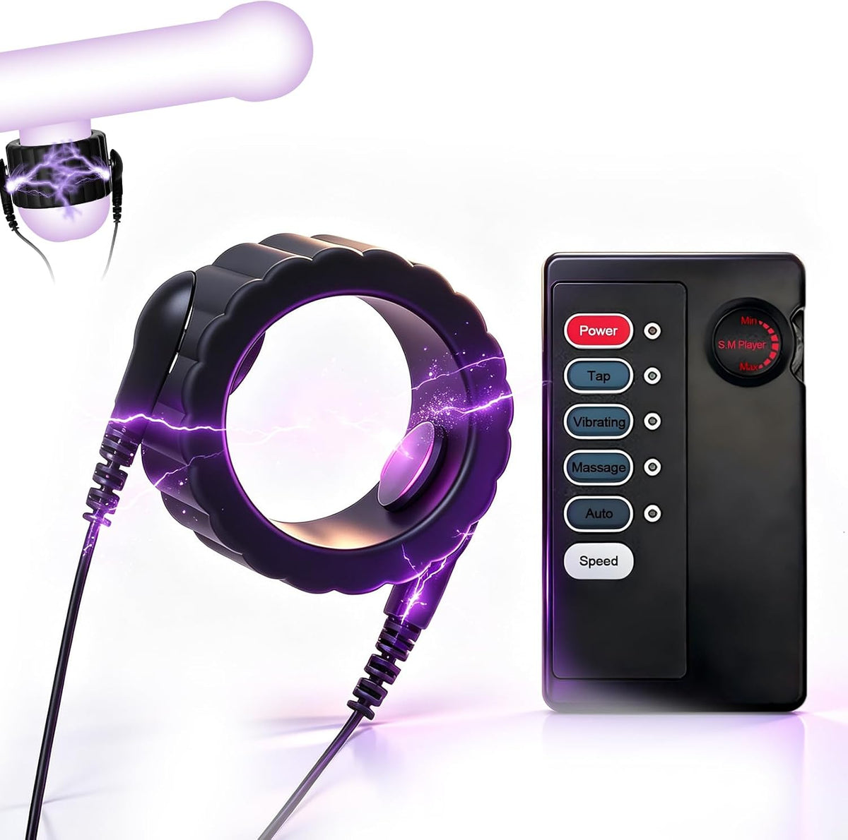 Electric Shock Chastity Devices Testicle Trainer Vibrator with Multiple Shock Modes