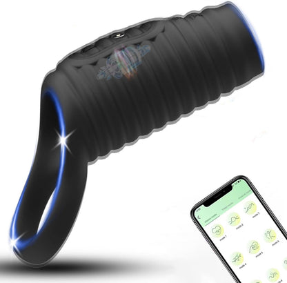 Wave-like Penis Trainer Vibrator Stimulator Sleeve Enhancer Masturbator with 10 Vibration Modes