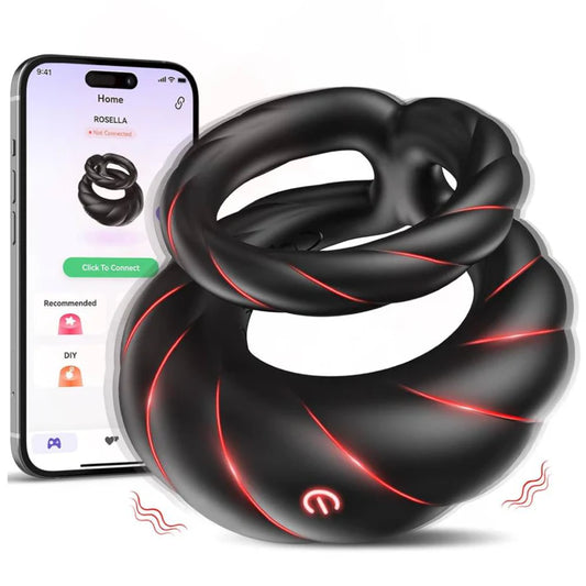Electric Lock Penis Ring Vibrator Glans Stimulator with 10 Powerful Vibration Modes