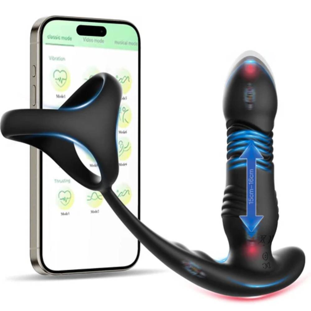 3 IN 1 Prostate Massager Anal Vibrator Butt Plug Stimulator with 10 Thrusting Modes