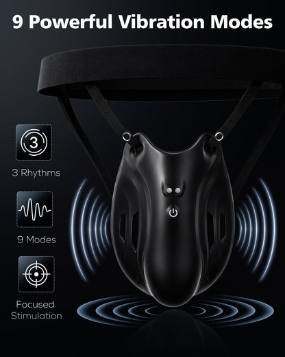 Electric Penis Trainer Vibrator Sets Chastity Cage Glans Stimulator with 9 Vibration Modes