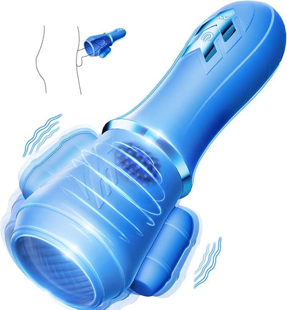 2 IN 1 Penis Training Vibrator Strokers Pocket Pussy with 10 Vibrating Modes