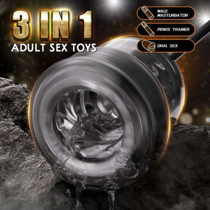 4 IN 1 Penis Trainer Massager Glans Vibrator Masturbator with 7 Suction Modes
