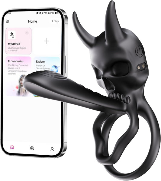 4 IN 1 Penis Ring Vibrator Testicle Trainer Clitoral & G-Spot Stimulator with 9 Vibration Modes