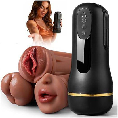 Realistic Penis Trainer Vibrator Stroker Blowjob Masturbator with 5 Sucking & Vibrating Modes
