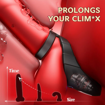 Dual Cock Rings Penis Trainer Vibrator Stimulator Masturbator with 10 Vibration Settings