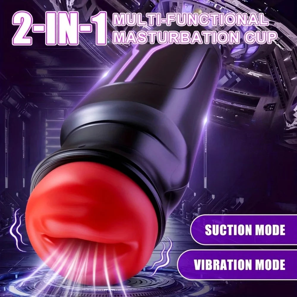 4 IN 1 Mouth Automatic Mastubator Pocket Pussy with Sucking & Vibrating Modes