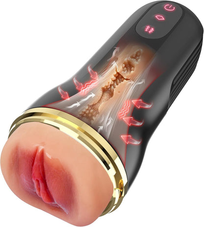 Realistic Masturbator Stroker Blowjob with 10 Vibration & 5 Telescopic Modes