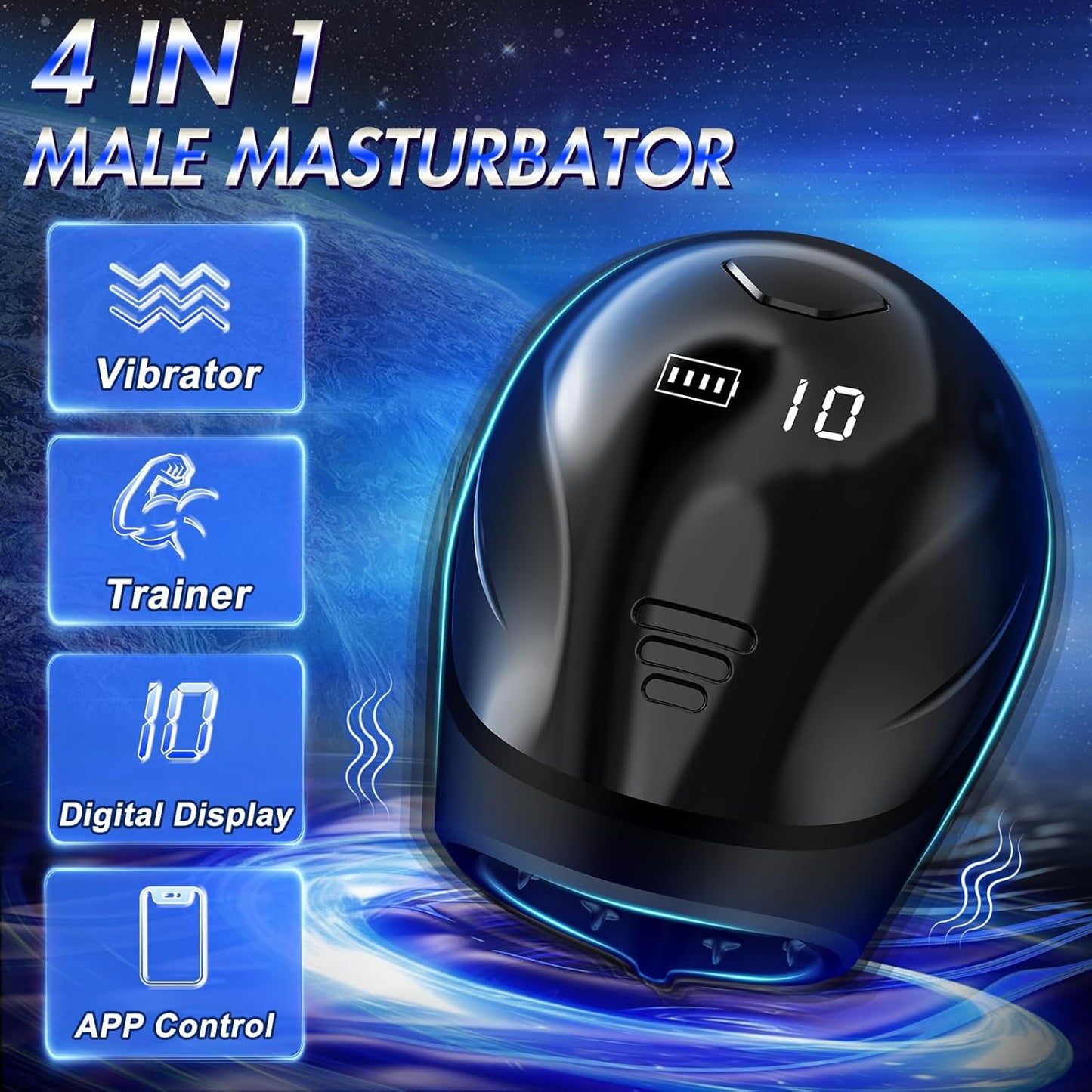 360° Wrapping Glans Blowjob Trainer Penis Vibrator Masturbator with 10 Vibrating Modes
