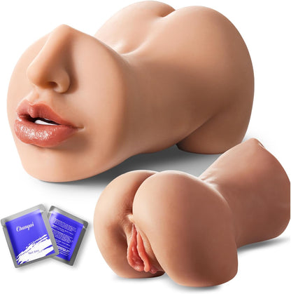 3 IN 1 Realistic Masturbator Mouth Penis Stroker Endurance Training