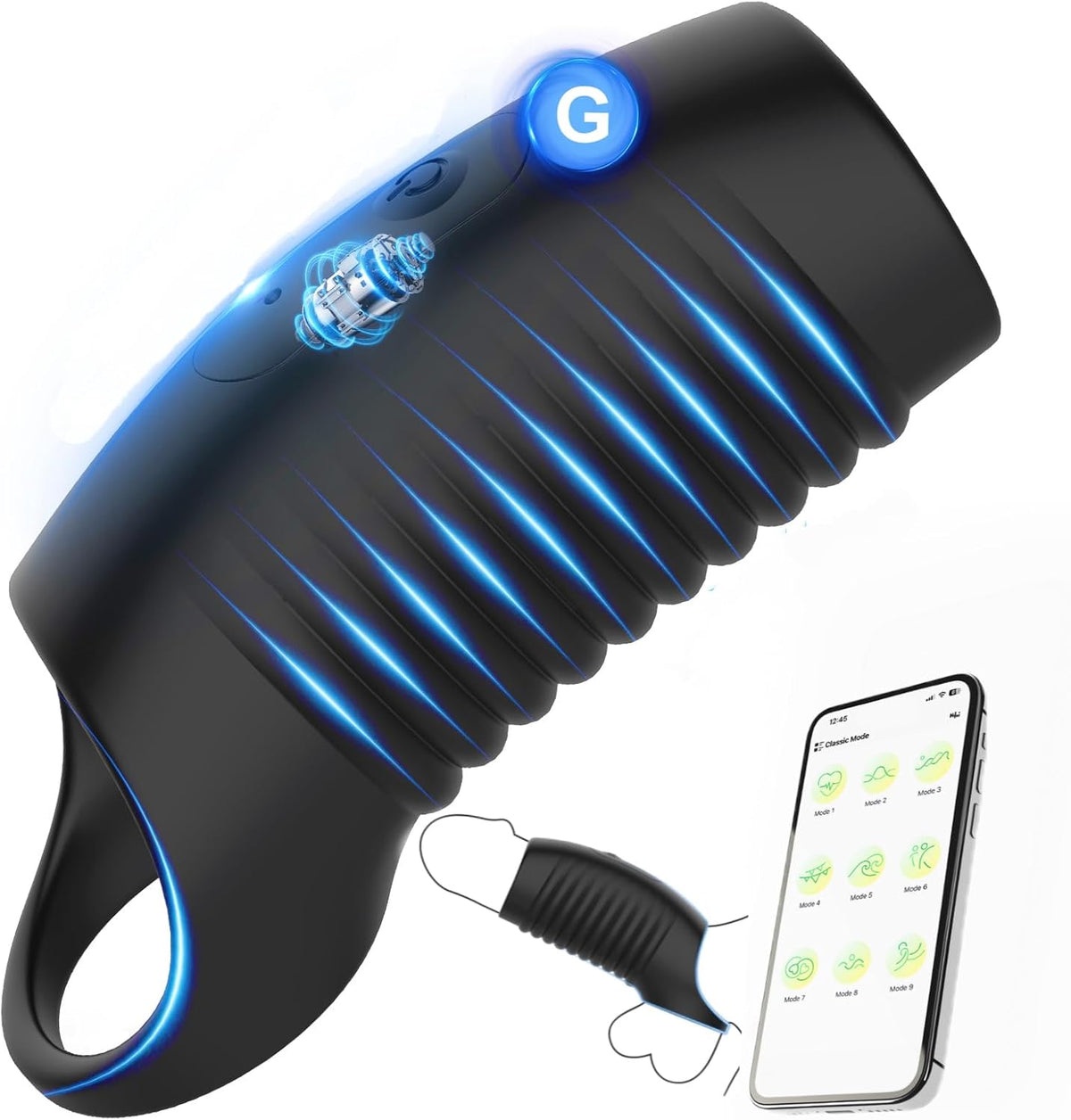 App-Controlled Penis Sleeve Cock Ring Extension Vibrator with 10 Vibration Modes