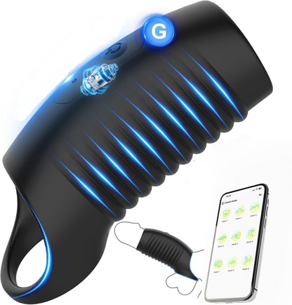 App-Controlled Penis Sleeve Cock Ring Extension Vibrator with 10 Vibration Modes