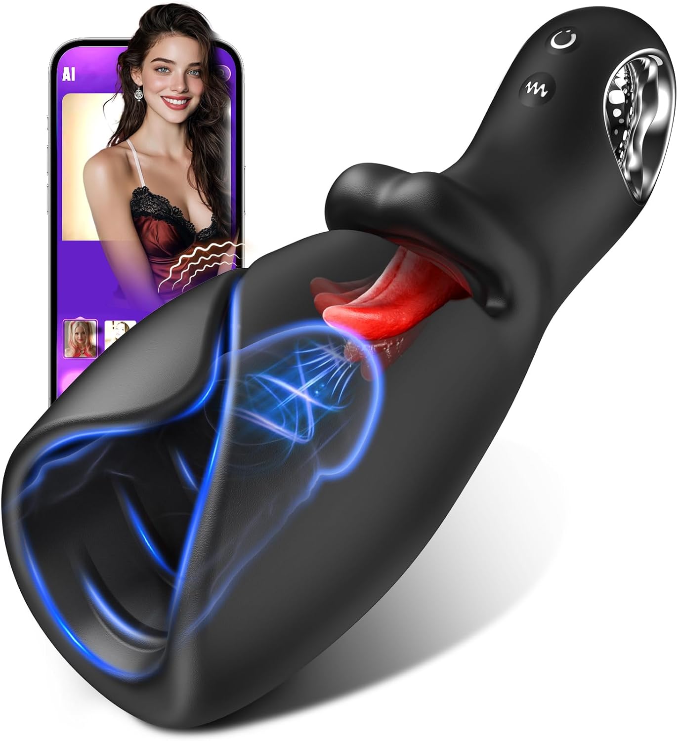 Penis Trainer Vibrator Pocket Pussy Stroker with 10 Licking & Vibrating Modes