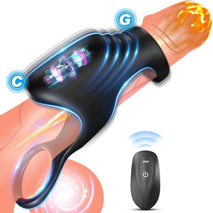 Penis Vibrator Enlarger Cock Ring Sleeve Clitoral Stimulator with 10 Vibration Modes