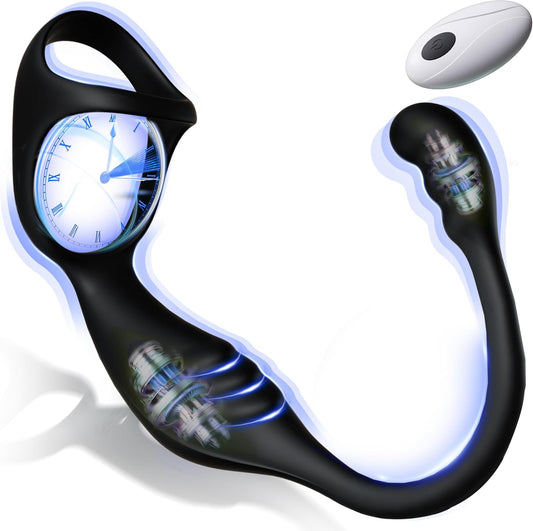 Prostate Massager Anal Toys Butt Plug with Vibrating Cock Ring with 10 Intense Vibrations