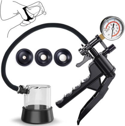 Penis Enlarger Kit Vacuum Pump Glans Trainer with 3 Rubber Sleeves & Manometer