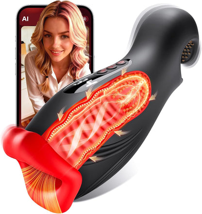 360°Stimulation Stroker Blowjob Sex Machine Masturbator with 4 Squeeze & 9 Vibrating Modes