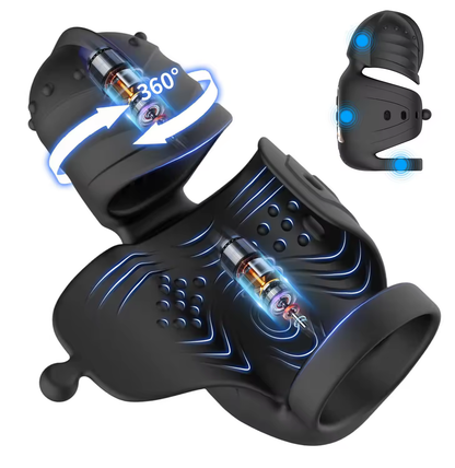 360° Wrapped Penis Trainer Vibrator Cock Ring with 10 Swing and 10 Vibration Modes