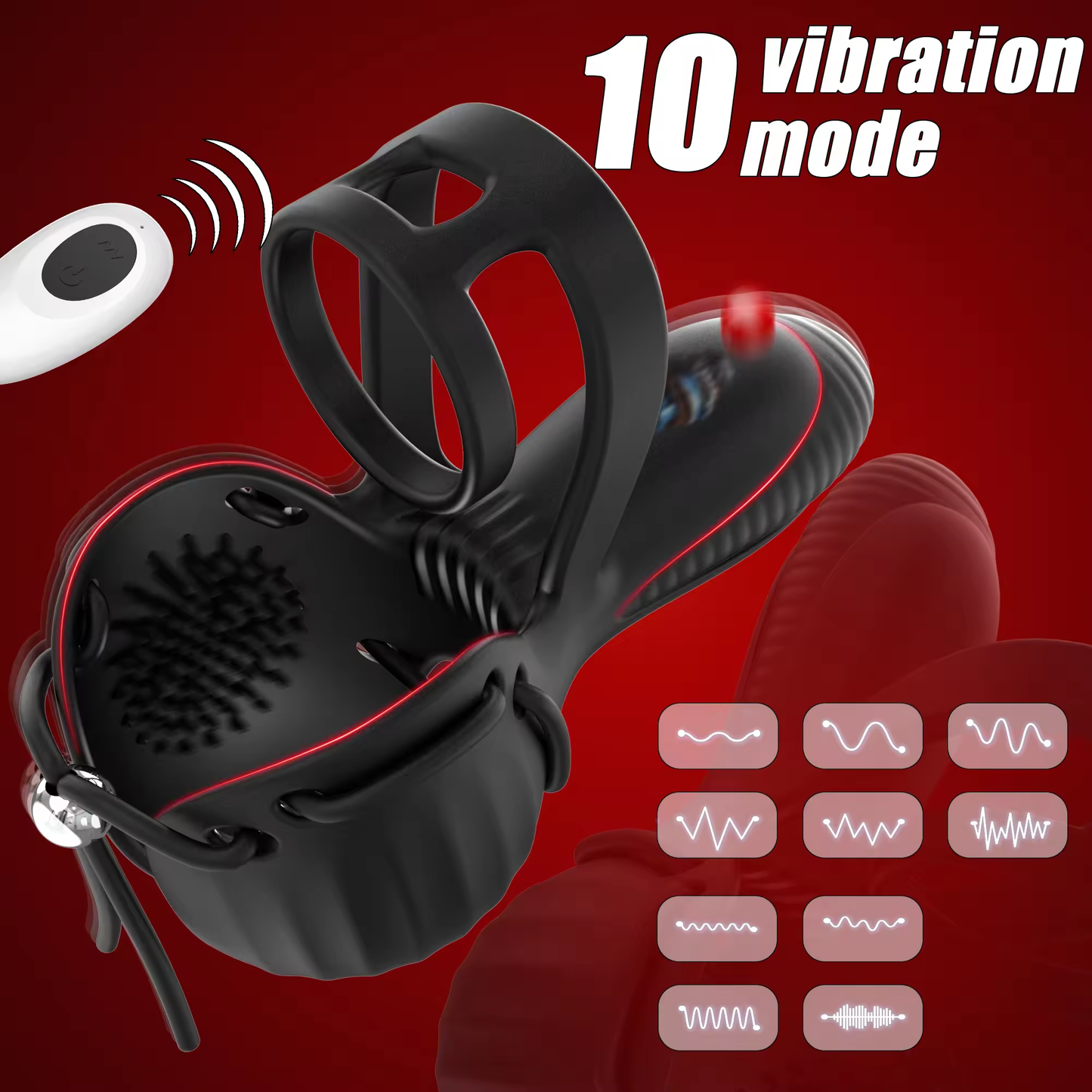 3 IN 1 Cock Ring Testicular Stimulator Penis Trainer Vibrator with 10 Vibration Modes