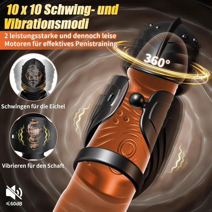 360° Wrapped Penis Trainer Vibrator Cock Ring with 10 Swing and 10 Vibration Modes