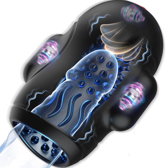 4 IN 1 Electric Masturbator Penis Trainer Vibrator with 10 Vibrating & 3 Motors