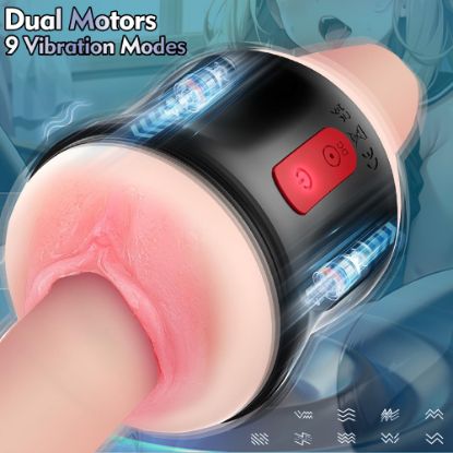 Open-ended Realistic Masturbator Stroker Blowjob with 9 Strong Vibrations
