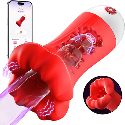 4 IN 1 Penis Vibrator Pocket Pussy Pump Stroker Blowjob with 9 Training Modes