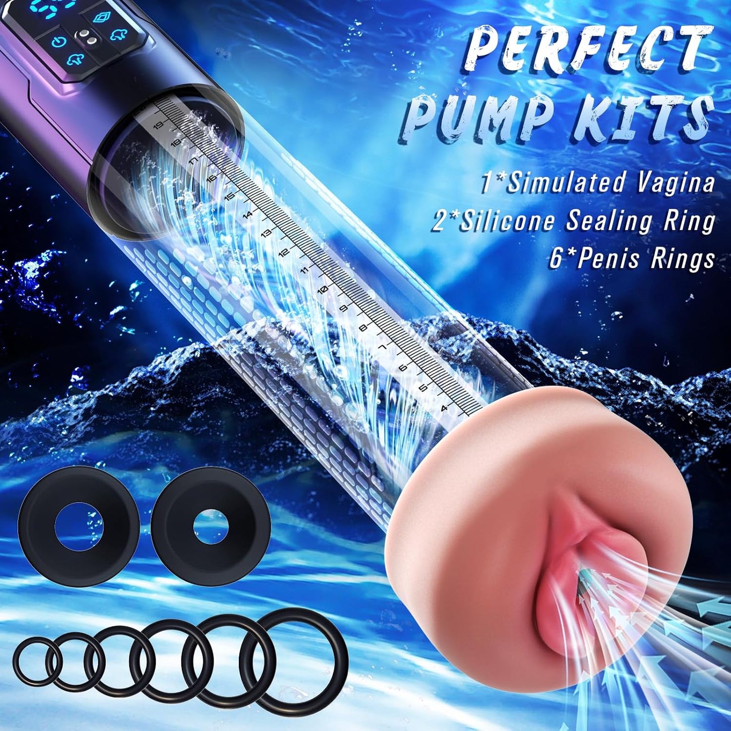 2 in 1 Electric Penis Pumps Enlargers with 4 Training Pressure & 3 Suction Modes