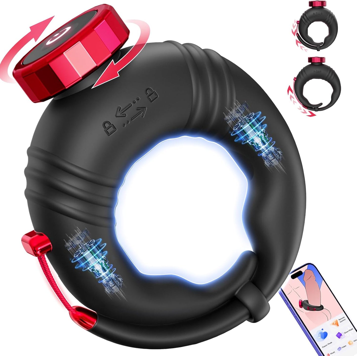 Adjustable Open-Ended Penis Ring Vibrator with 10 Vibration Modes