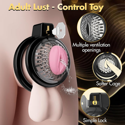 Chastity Cage Soft Chastity Cage Men's Size Better with 6 Penis Rings