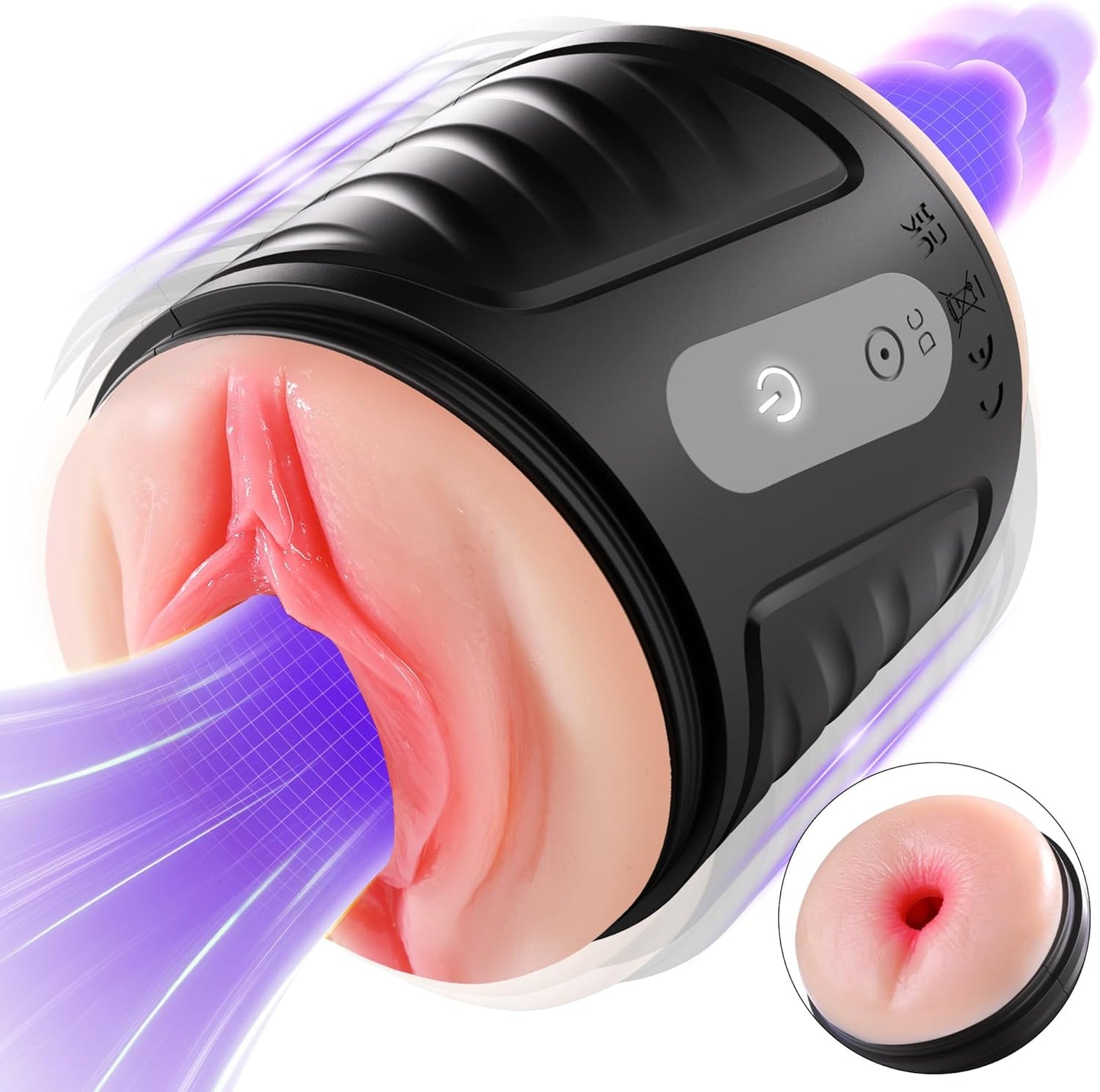 Open-Ended Penis Trainer Stroker Blowjob Masturbator with 10 Vibrations Modes