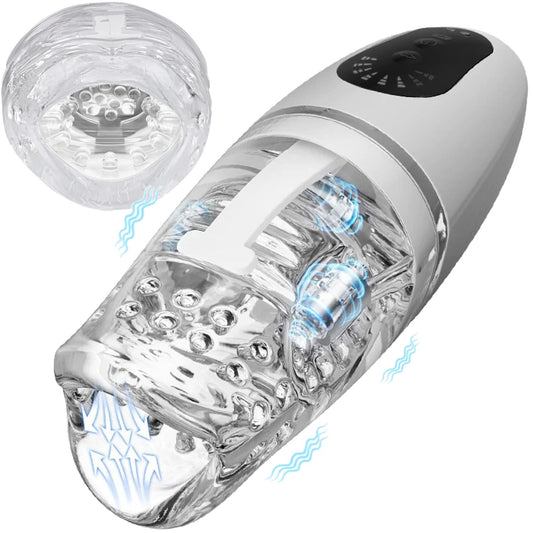 Automatic Penis Trainer Glans Vibrator Masturbator with 5 Bites & 8 Vibration Modes