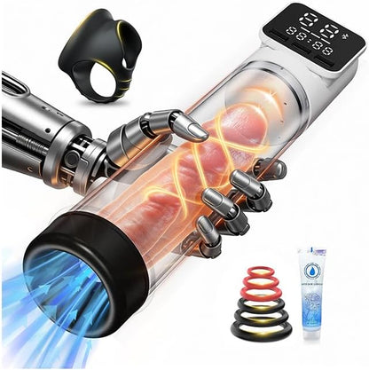 LED Display Automatic Penis Pump Enlargers Extender Masturbator with 10 Suction Modes