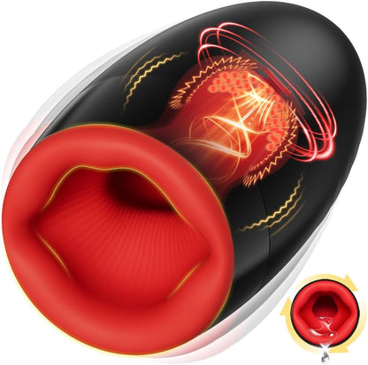 Oral Glans Trainer Penis Stroker Blowjob with 10 Vibrations & 5 Rotation & 3 Suction